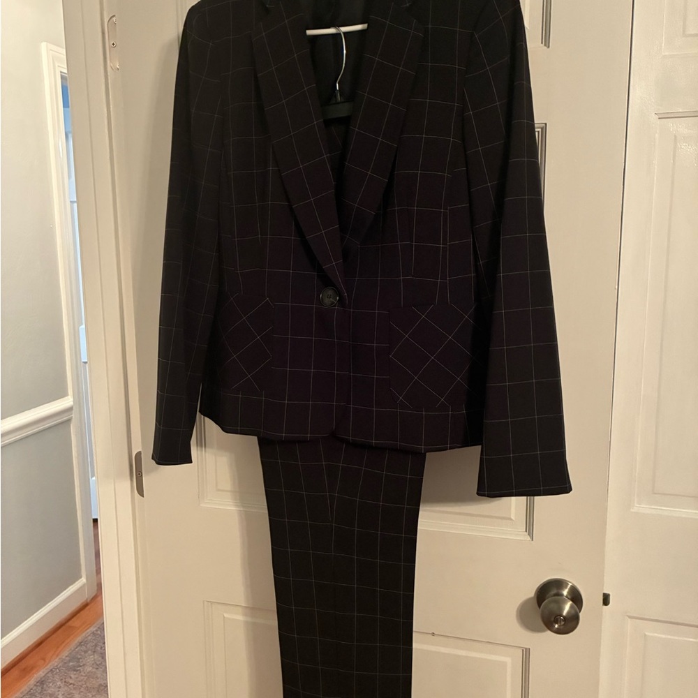 Kasper Black Checkered Blazer and Pants suit